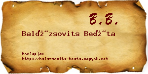 Balázsovits Beáta névjegykártya