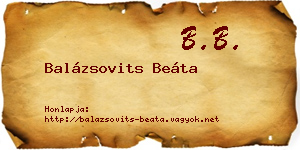 Balázsovits Beáta névjegykártya