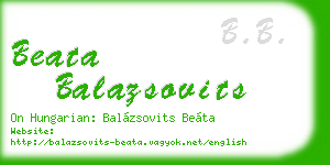 beata balazsovits business card