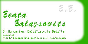 beata balazsovits business card